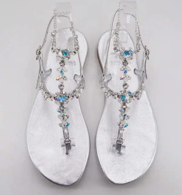 Syrenia Capri Sandals Wedding Sandals | Jewel Sandals^Aurora Ankle Sandals – Silver (leather insole)