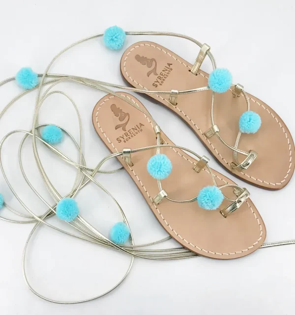 Syrenia Capri Sandals Pom Pom Sandals | Gladiator Sandals^Madrid Sandals Gold – Heavenly