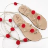 Syrenia Capri Sandals Pom Pom Sandals | Gladiator Sandals^Madrid Sandals Gold – Red