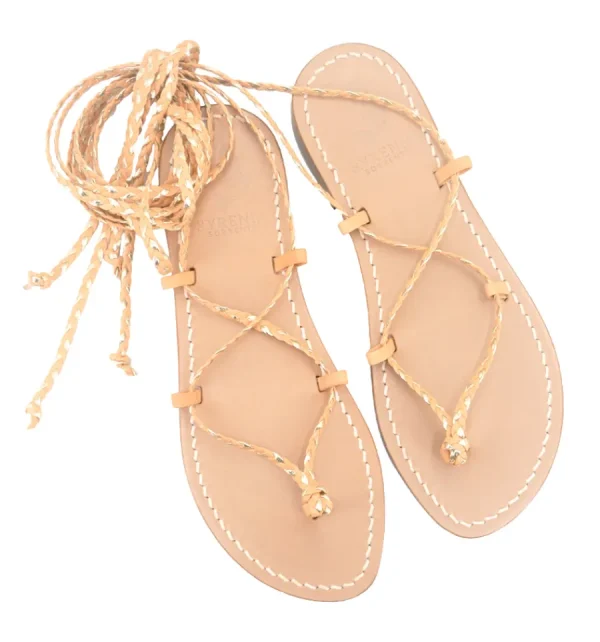 Syrenia Capri Sandals Gladiator Sandals | Braid Sandals^Sandals Ibiza Braid Mix Gold and Natural Leather