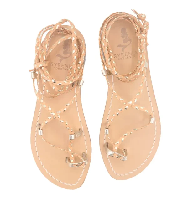 Syrenia Capri Sandals Gladiator Sandals | Braid Sandals^Sandals Zante Braid Gold and Natural Leather