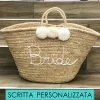 Syrenia Capri Sandals Customizable Capri Straw Bags^Straw bag with personalized writing white