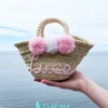 Syrenia Capri Sandals Customizable Capri Straw Bags^Straw bag with pink personalized writing